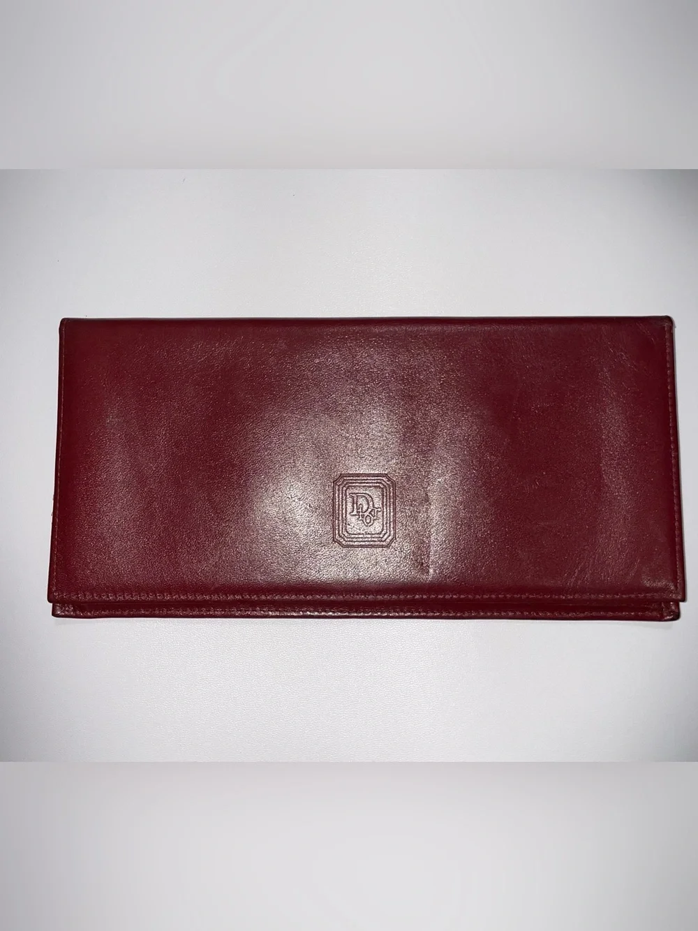 Authentic Vintage Dior Burgundy Embossed Leather Long Wallet